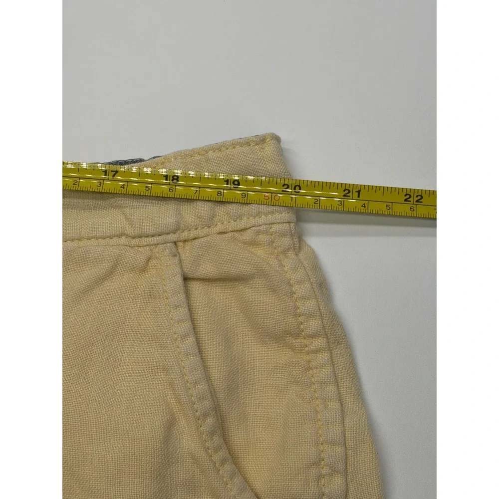 Paperbacks Mens Pale Yellow 100% Linen Flat Front‎ Summer Beach Shorts Size 38